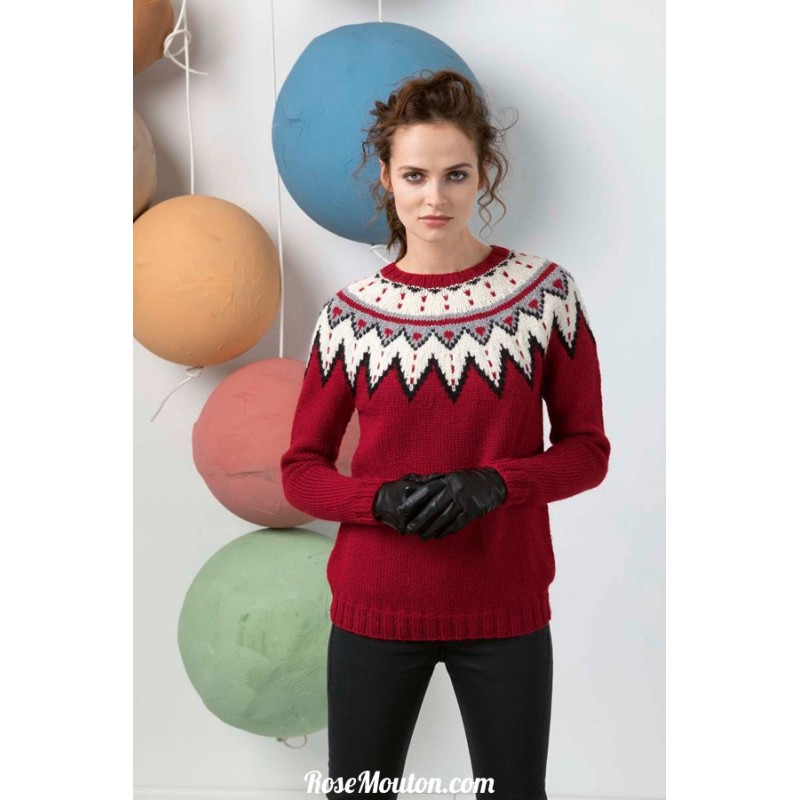 Modèle pullover avec empiècement en rond 53 catalogue FAM 247