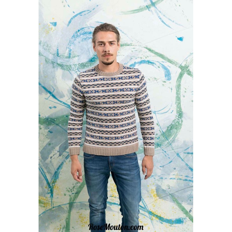 Modèle pullover homme 40 catalogue FAM 252 Lang Yarns