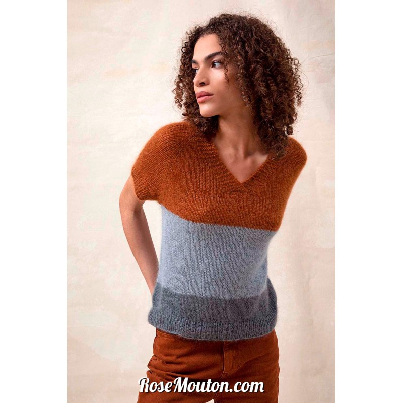 Modèle pull sans manches col en v 4 Punto 48 TOP DOWN Lang Yarns