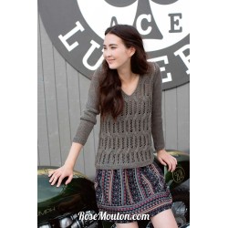 Pullover tricoté en fil Lino de Lang Yarns (100% lin), modèle disponible au format PDF.