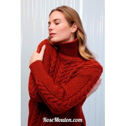 Modèle pullover à torsades et col montant 5 Punto 55 MERINO Lang Yarns