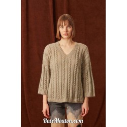 Modèle pullover à torsades en mohair 23 catalogue LANG YARNS Collection FAM 282 (PDF)