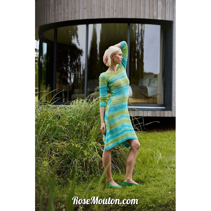 Robe "FRESH-AIR" tricotée avec le fil Glow de Lang Yarns (modèle tricot PDF)