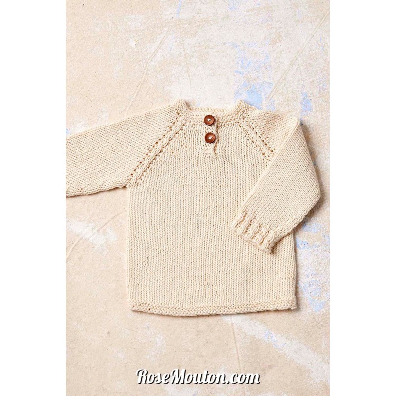 Pullover en top-down "RUNE" tricoté avec le fil Baby Cotton Naturally Colored de Lang Yarns (modèle tricot PDF)